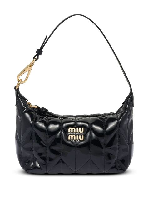 miu miu logo plaque quilted shoulder bag|Miu Miu Quilted logo.